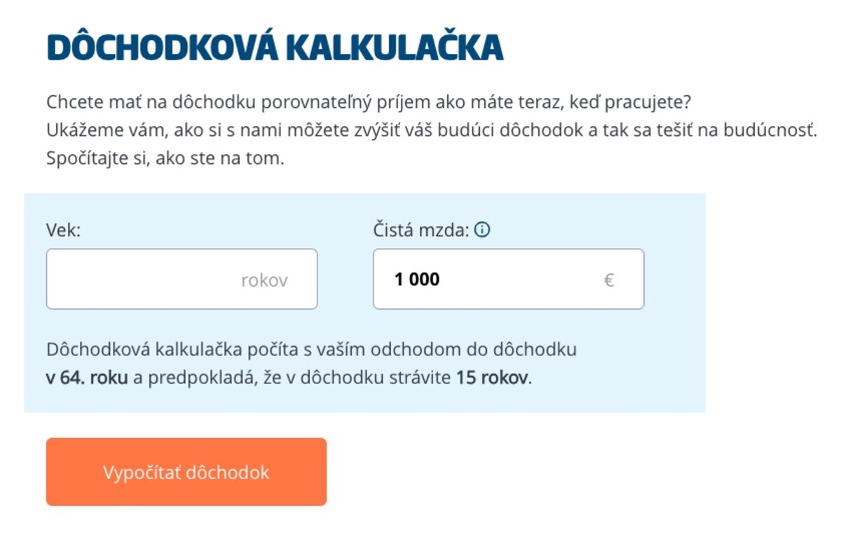 dôchodková kalkulačka
