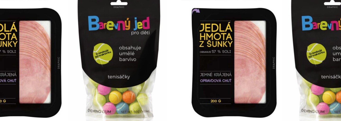 Český designér přebalil tradiční výrobky do upřímnějších obalů. Nikdo nechce jíst plast s příchutí sýra nebo barevný jed