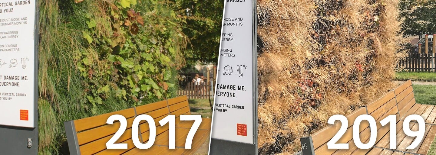 Chytrá ekolavička za 280 tisíc, která měla v Praze snižovat teplotu, uschla. Firma ji přestala zalévat