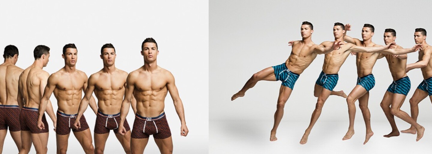 Cristiano Ronaldo propaguje své spodní prádlo na neretušovaných fotografiích, na nichž světu hrdě ukazuje své vypracované tělo