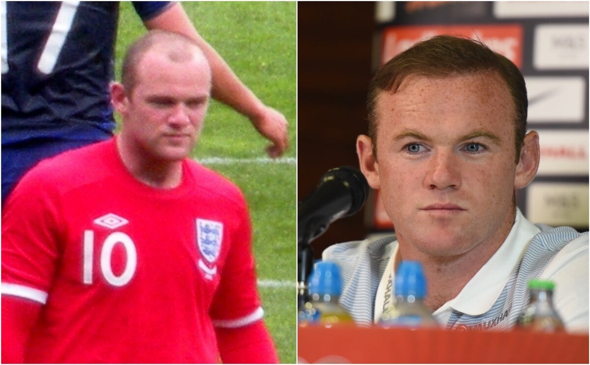 Bývalý anglický futbalista Wayne Rooney v roku 2010 a 2016.