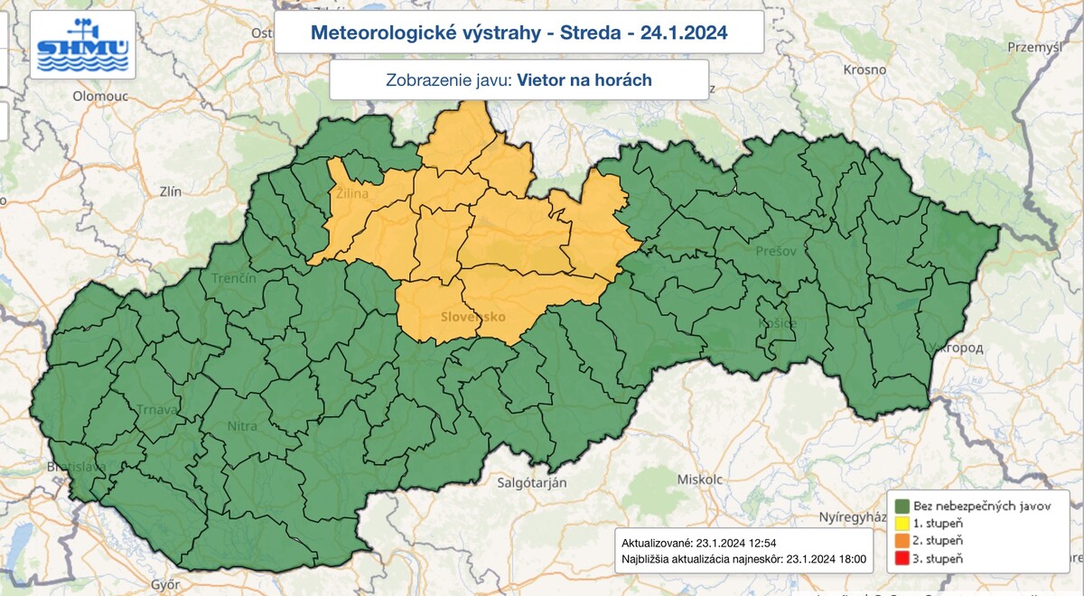 Hydrometeorologická výstraha 2. stupňa. 