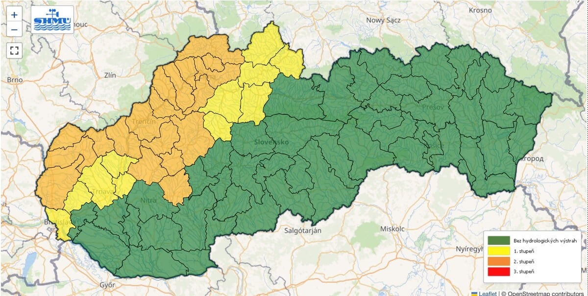 Hydrologické výstrahy pre Slovensko. 