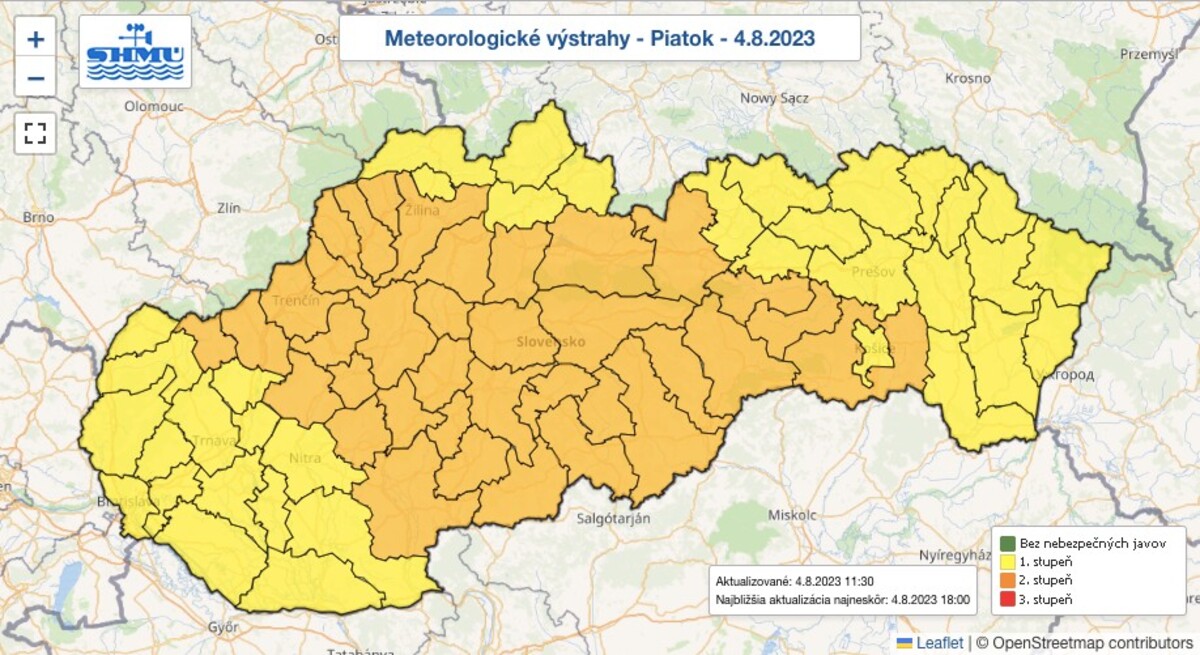 mapa, SR, výstrahy