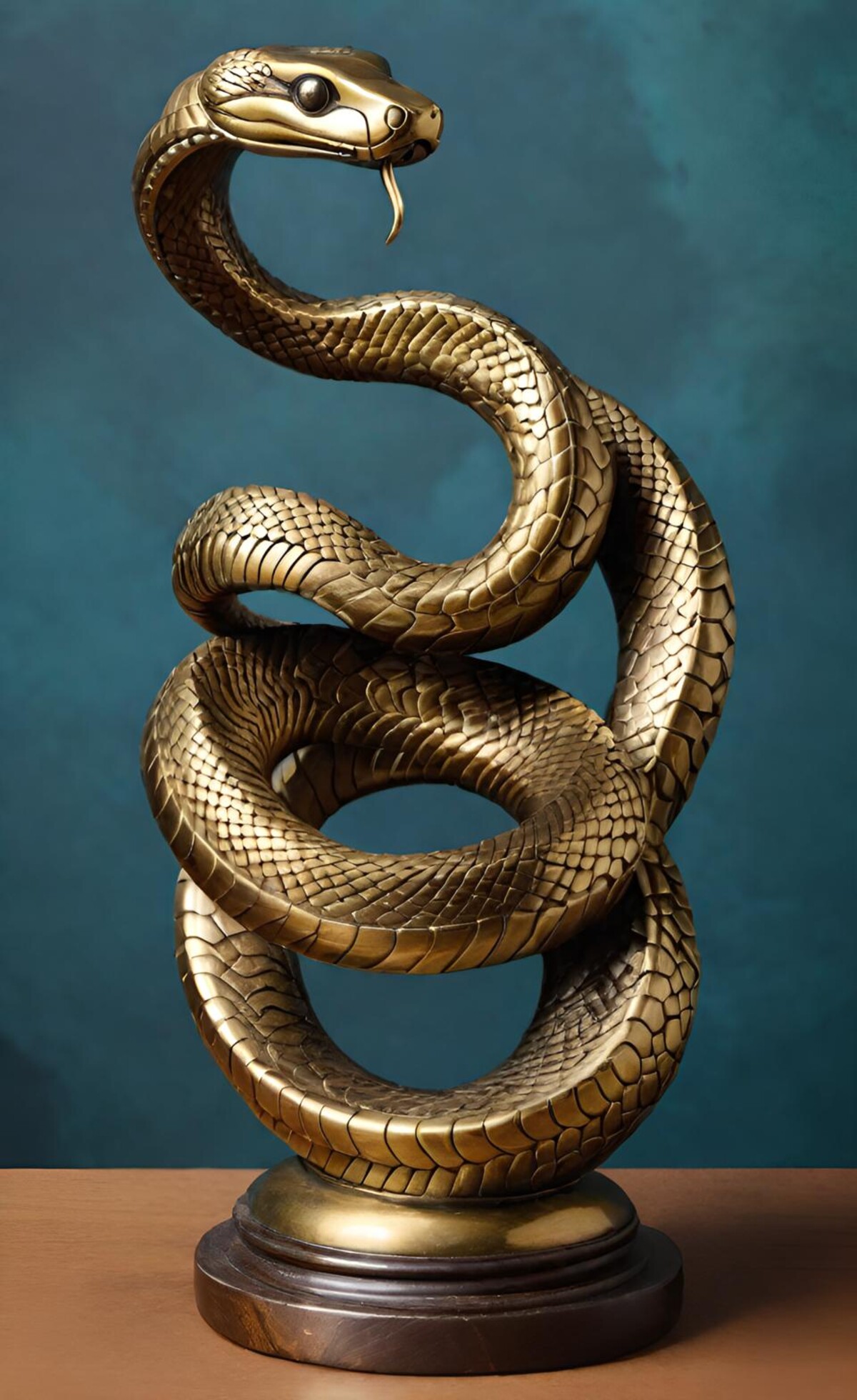 Mosadzná socha hada. Ilustračné foto.