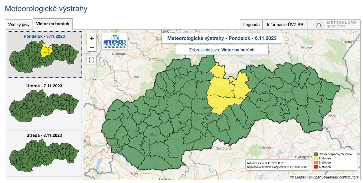 výstrahy, SHMÚ