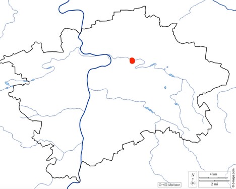 Pravobřežní přítok Vltavy, označený červeným puntíkem, dostal jméno podle vrb, kterými je říčka lemována. Jméno?