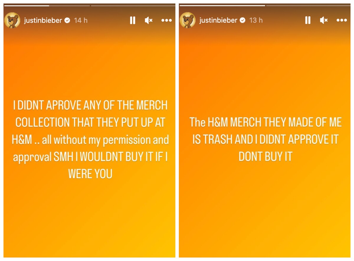 Justin sa naštval na H&M, merch, ktorý vydali, neschválil.