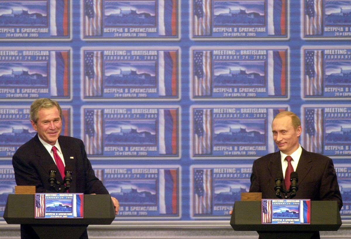 Prezidenti USA a Ruska George Bush a Vladimir Putin. 