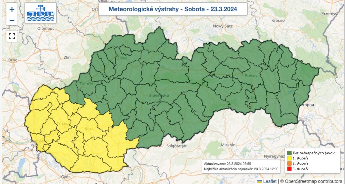 výstrahy, mapa, vietor