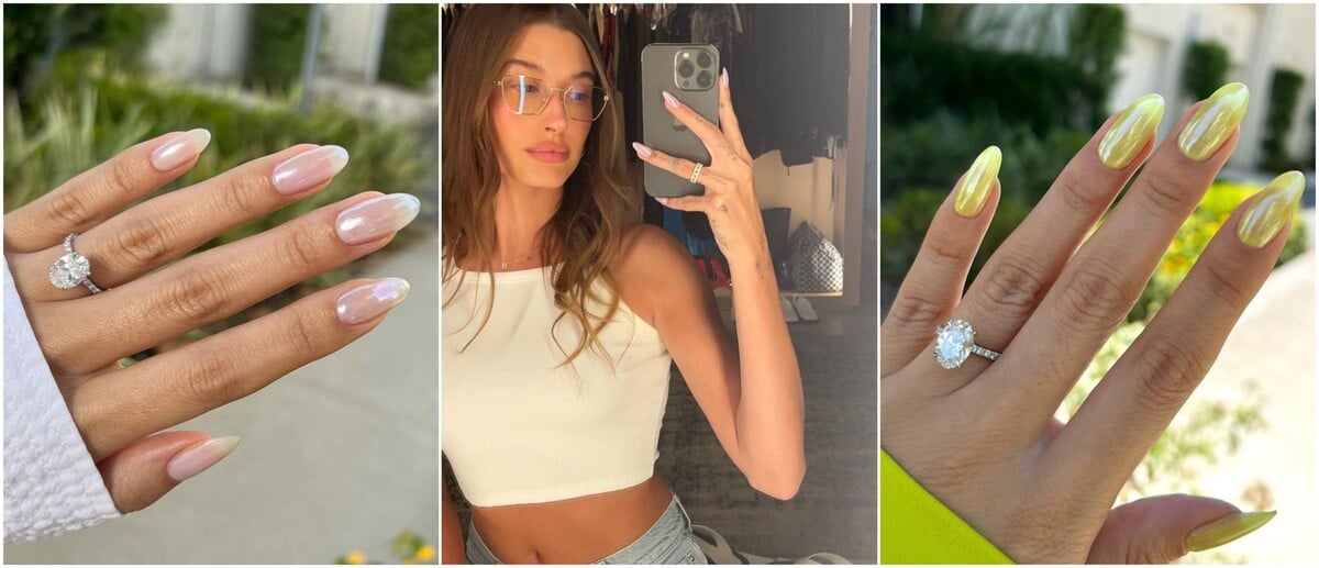 hailey bieber, glazeddonutnails