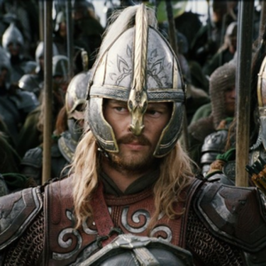 Keď Aragorn, Legolas a Gimli narazili na rohanskú jazdu, Éomer svojim mužom zakričal, že mieria na...