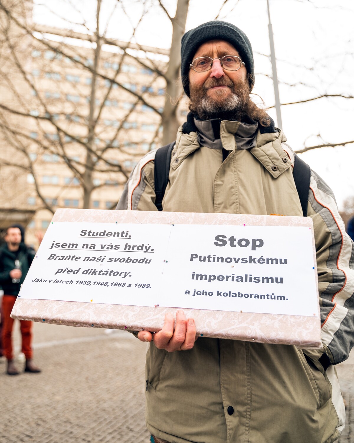 Demonstrace za rezignaci děkana Národohospodářské fakulty VŠE Miroslava Ševčíka.