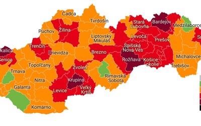 4 okresy sú oddnes v druhom stupni ohrozenia. Nová mapa okresov. Vieš, do akej farby patrí tvoj okres?