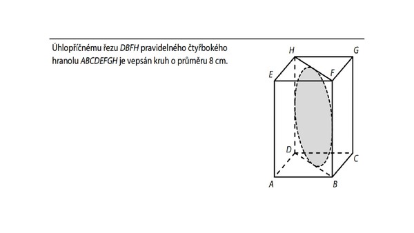 Přečti si výchozí text otázky na přiloženém obrázku. Jaký je objem hranolu ABCDEFGH?