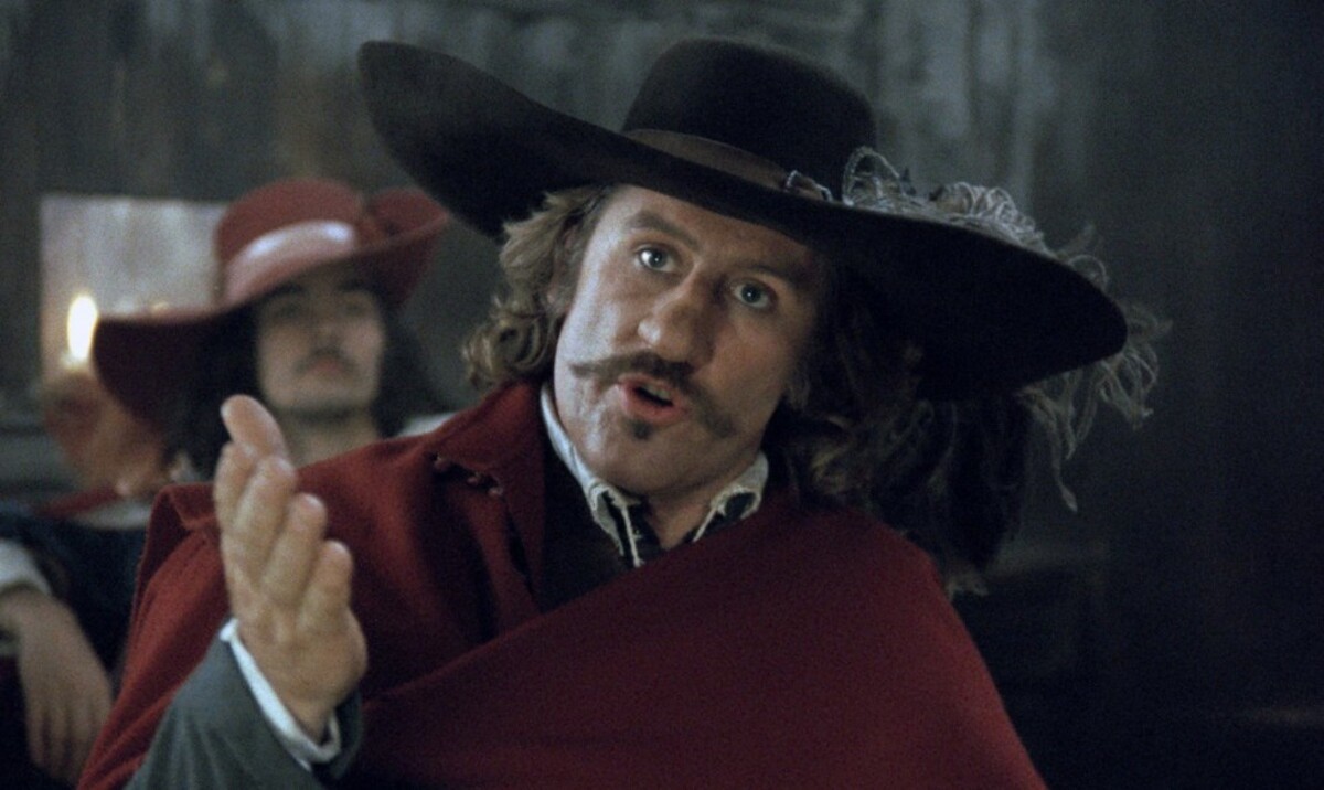 Gérard Depardieu vo filme Cyrano z Bergeracu.