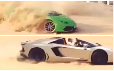 Dvojica státisícových Lamborghini driftuje v piesku alebo keď bohatí nevedia čo od rozkoše Dvojica státisícových Lamborghini driftuje v piesku alebo keď bohatí nevedia čo od rozkoše