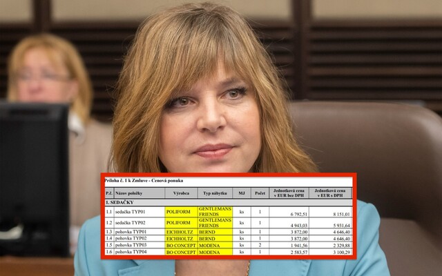 Remišovej ministerstvo kúpilo luxusný dizajnérsky nábytok za 31-tisíc eur. Tieto predražené kúsky podľa zmluvy zaobstarali