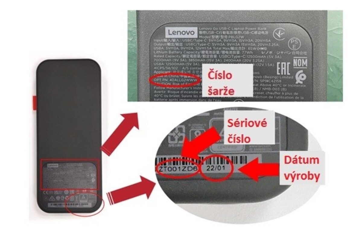 Powerbanka Lenovo USB-C.