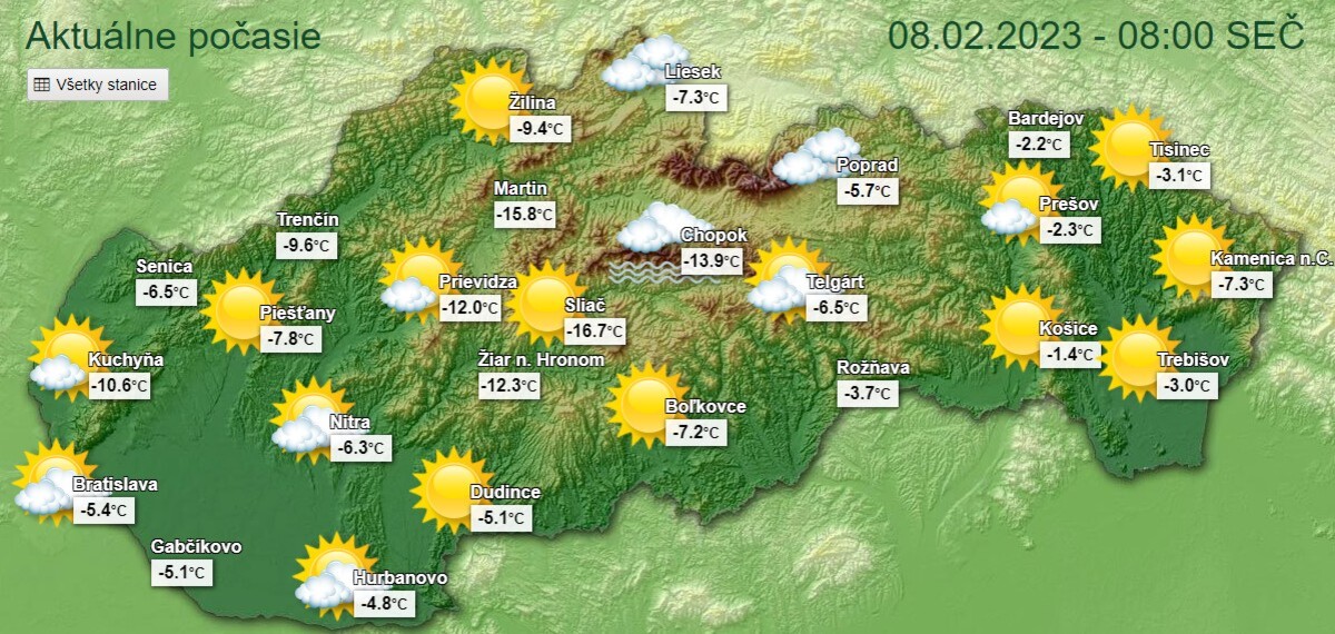 Aktuálne počasie na Slovensku.