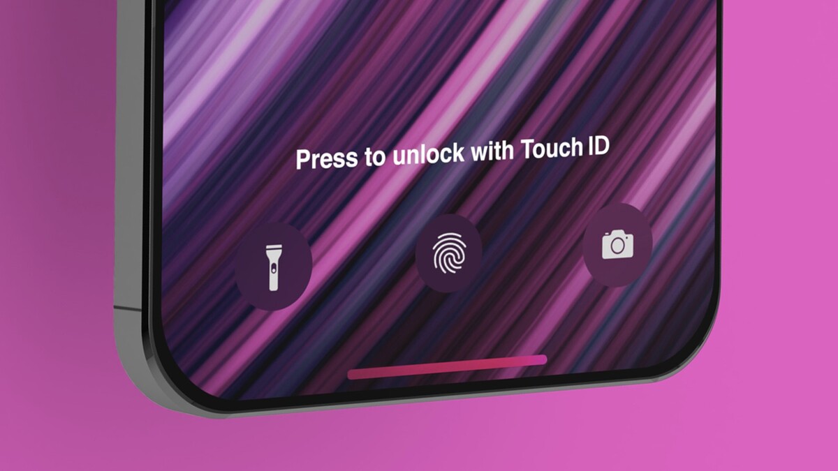 Koncept Touch ID integrovaného priamo v displeji iPhonu 13.