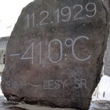 V ktorej obci bola nameraná historicky najnižšia teplota na Slovensku, -41,0 °C?