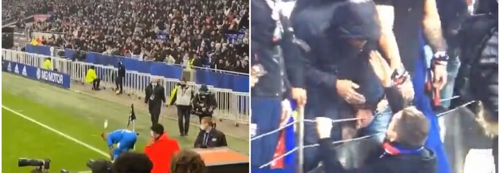 Futbalový fanúšik hodil do hlavy súperovho hráča fľašu s vodou. Šéf ultras mu po ukončenom zápase strelil facku (Video)