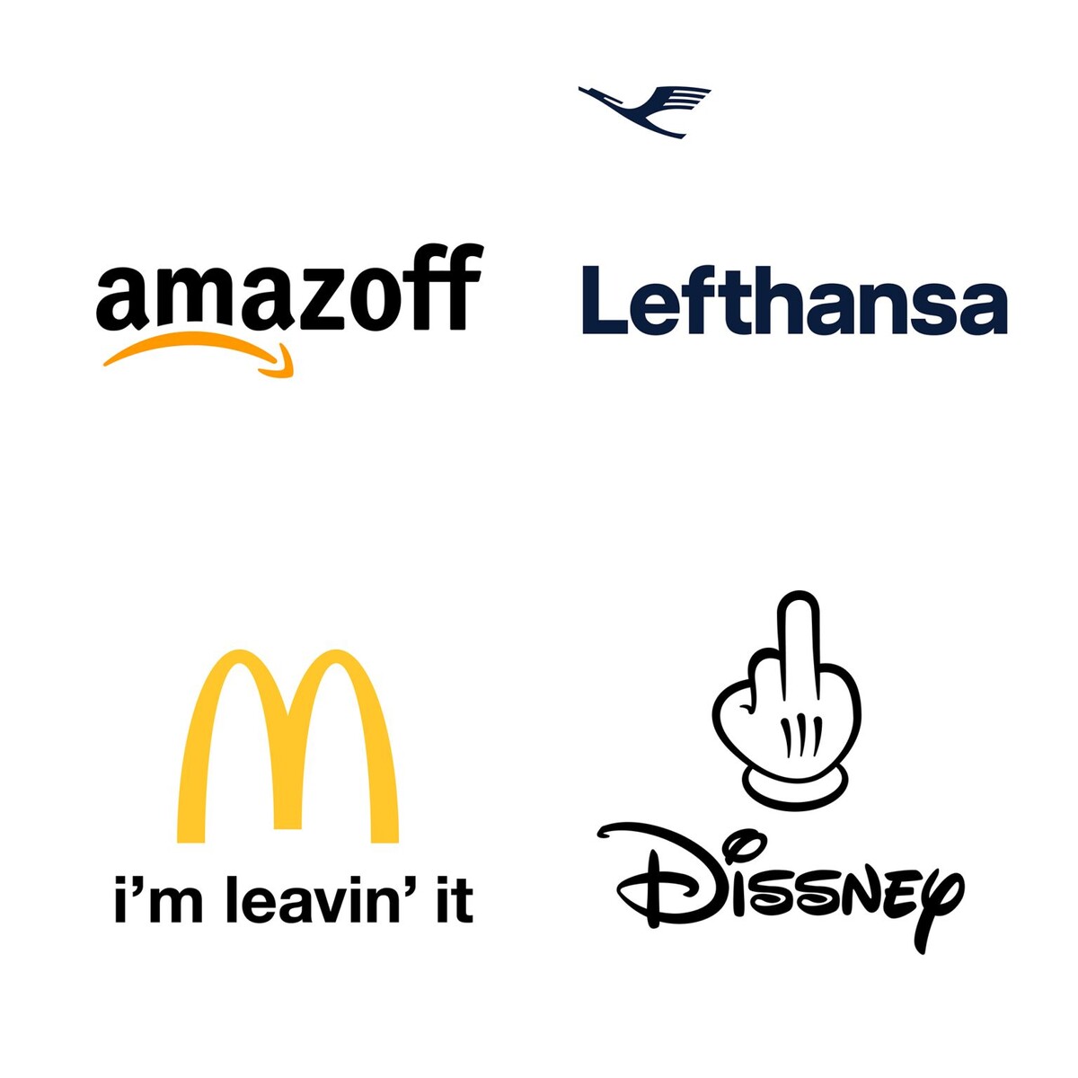 Upravené logá firiem po ich odchode z ruského trhu.