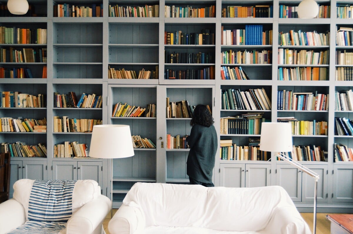 knižnica, knihy, domov, obývačka