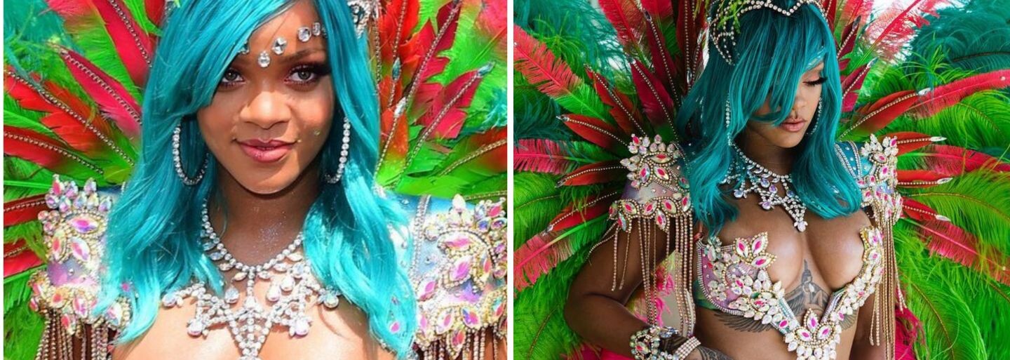 Exotická kráska Rihanna zazářila na festivalu v rodném Barbadosu. Odvážným kostýmem odhalila vše, co na ní máme rádi