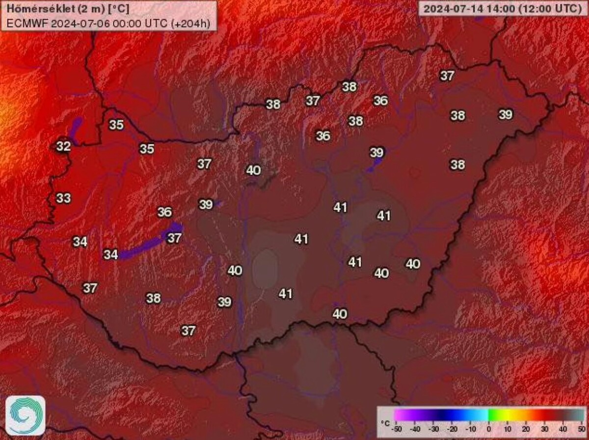 Očakávané teploty v Maďarsku.