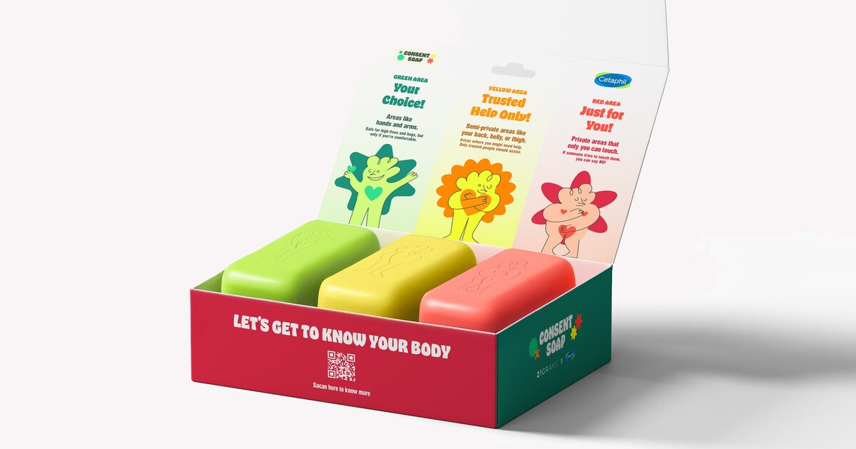 Consent mýdlo přináší sexuální výchovu lidem s postižením. Červená, žlutá a zelená barva slouží jako návod