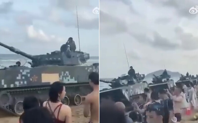 VIDEO: Čína rozmiestnila armádu s ťažkou technikou na pobrežie, ktoré hraničí s Taiwanom.