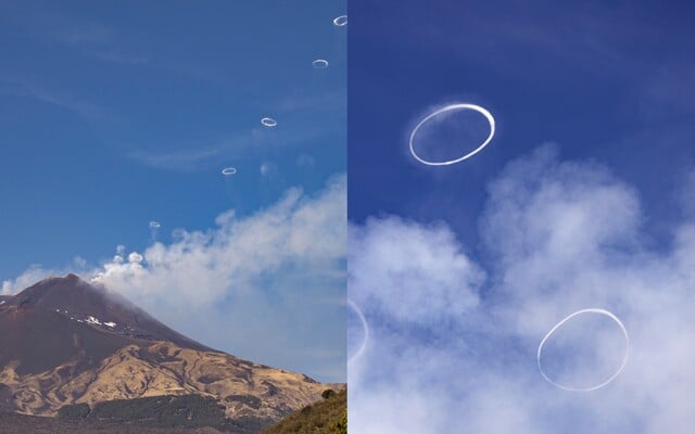 Domáci spozorovali nad Etnou vzácne dymové krúžky. Tie sa objavujú len za veľmi výnimočných podmienok