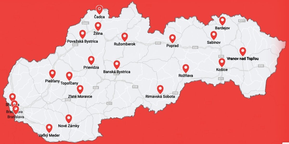 Coca-Cola kamión - Slovensko | Mapa