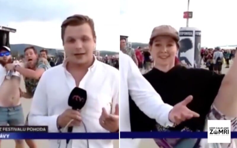 VIDEO: Živý vstup RTVS z Pohody narušili návštevníci. Otravovali moderátora, tancovali a predvádzali sa.