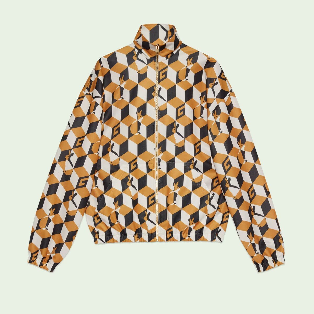 Square G print jersey zip jacket.