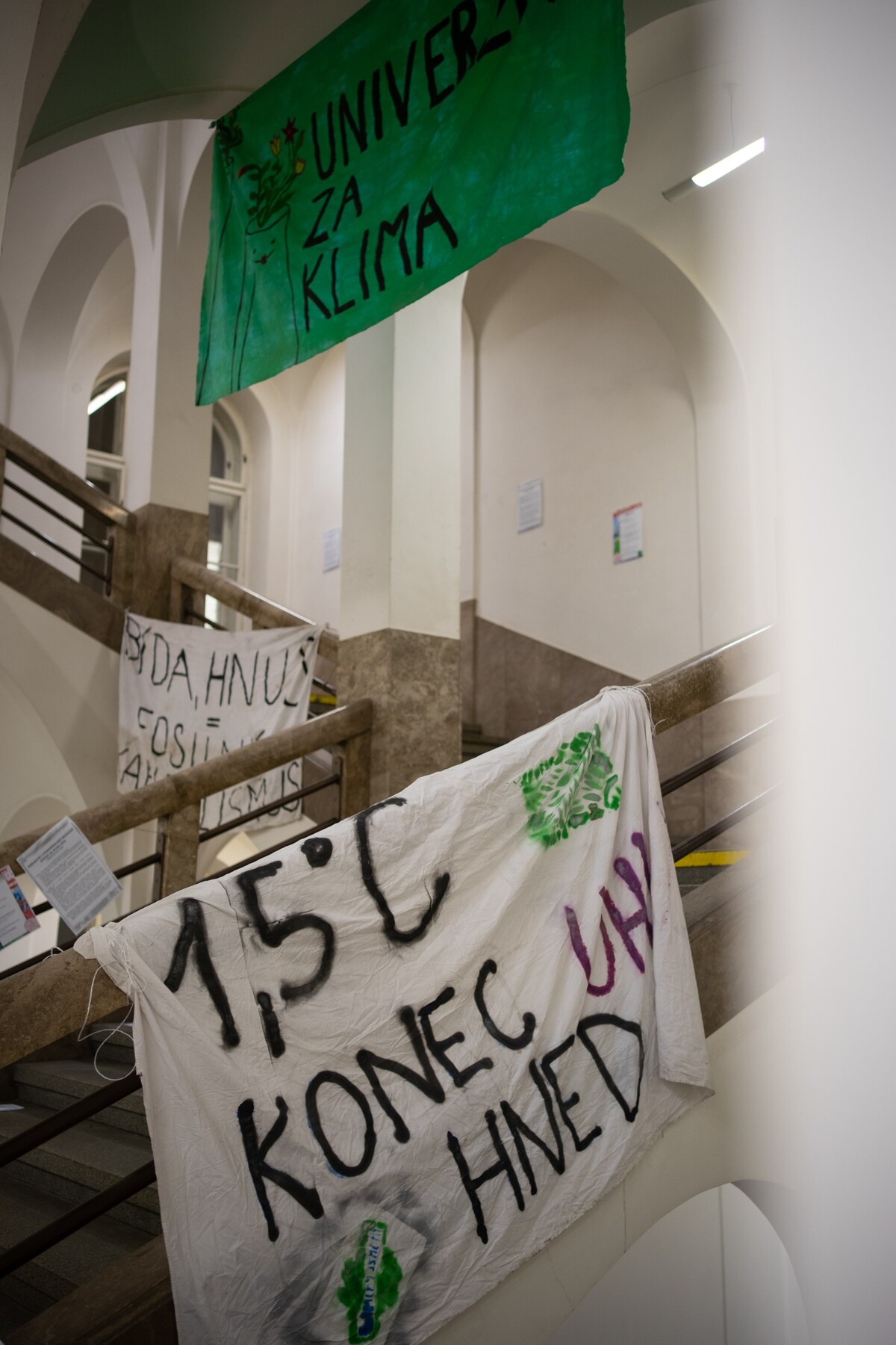 Okupační stávka hnutí Univerzity za klima.