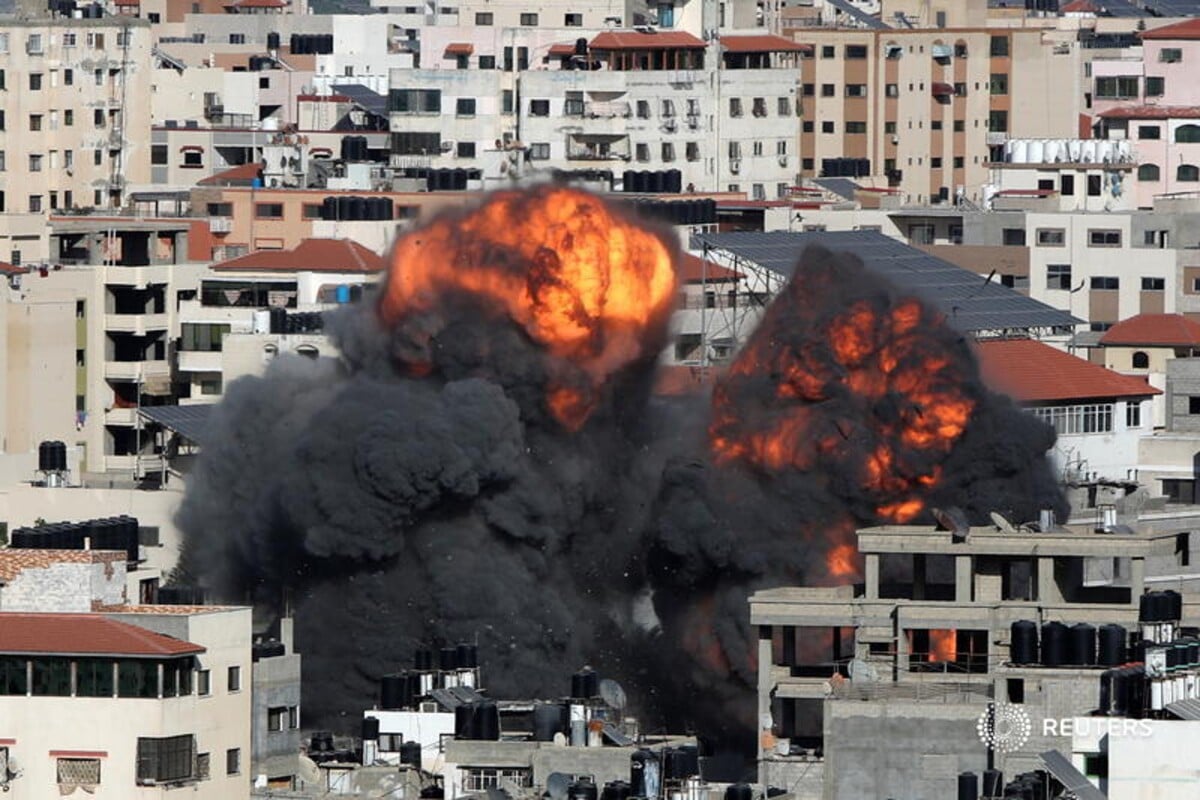 Raketový zásah Izraela v Gaze. 