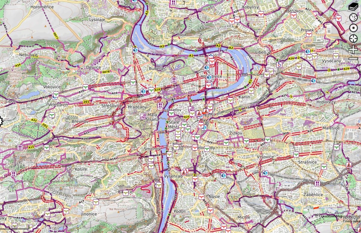 Mapa Městem na kole