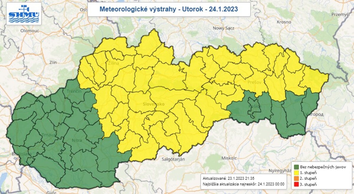 Mapa výstrah.