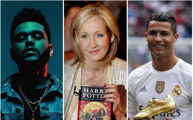 Forbes zveřejnil žebříček nejvíce vydělávajících světových celebrit i s přesnými sumami. V top 10 je J. K. Rowlingová, The Weeknd i Ronaldo Forbes zveřejnil žebříček nejvíce vydělávajících světových celebrit i s přesnými sumami. V top 10 je J. K. Rowlingová, The Weeknd i Ronaldo