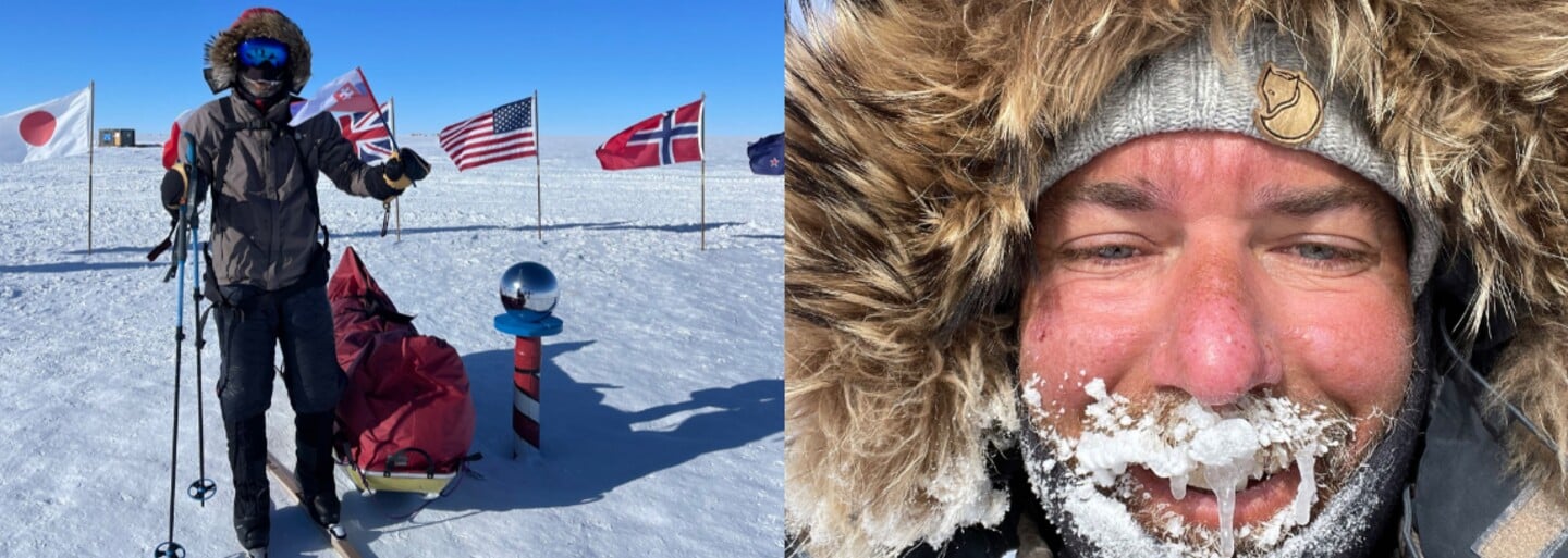 FOTO: Zamrznuté fúzy a slovenská vlajka vejúca na južnom póle. Martin Navrátil zverejnil po návrate do civilizácie prvé fotky
