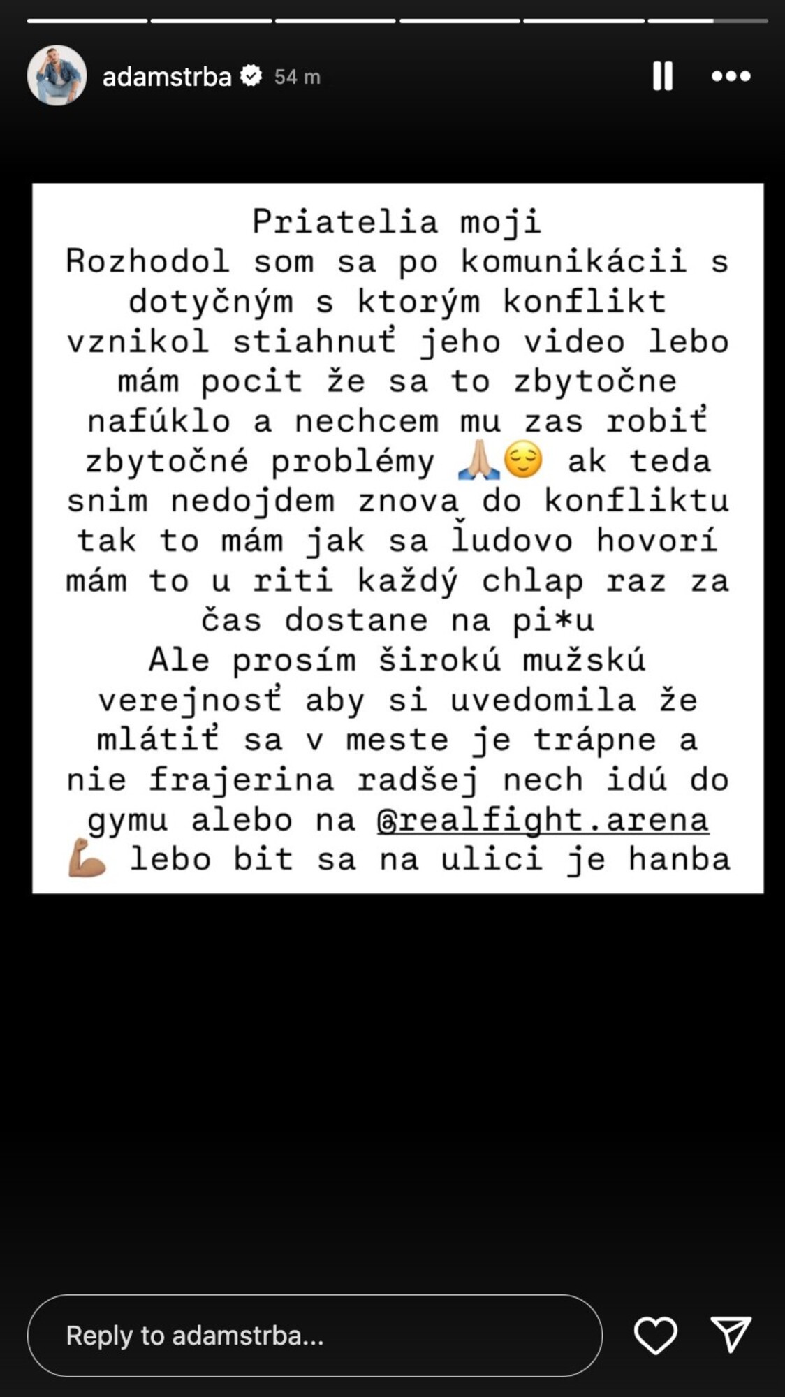 Adam Štrba vyjadrenie