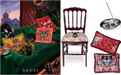 Gucci přichází na trh se sérií nábytku a dekorací. Za polštář, svíčku či tác na jídlo zaplatíš tisíce eur Gucci přichází na trh se sérií nábytku a dekorací. Za polštář, svíčku či tác na jídlo zaplatíš tisíce eur