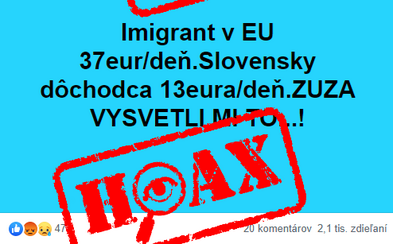 HOAX: Muž na internete šíril, že migranti na Slovensku dostávajú 37 eur na deň a nepriamo obvinil prezidentku. Je to lož HOAX: Muž na internete šíril, že migranti na Slovensku dostávajú 37 eur na deň a nepriamo obvinil prezidentku. Je to lož