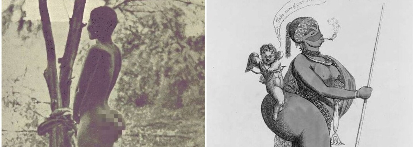 Hotentotská venuša vystupovala polonahá v klietke. Ľudí fascinoval jej zadok a výrazné genitálie