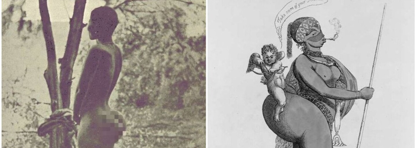 Hotentotská Venuše vystupovala polonahá v kleci. Lidi fascinoval její zadek a výrazné genitálie