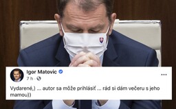 Igor Matovič si chce dať večeru s mamou človeka, ktorý si z neho uťahuje. Ľudia na Facebooku si myslia, že má zdravotný problém