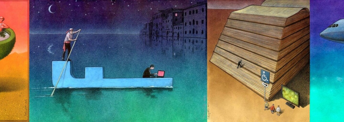 Ilustrácie poľského umelca skvele zobrazujú našu súčasnú spoločnosť. Neovládajú ju len vyvolení, ale teraz aj Pokémon GO